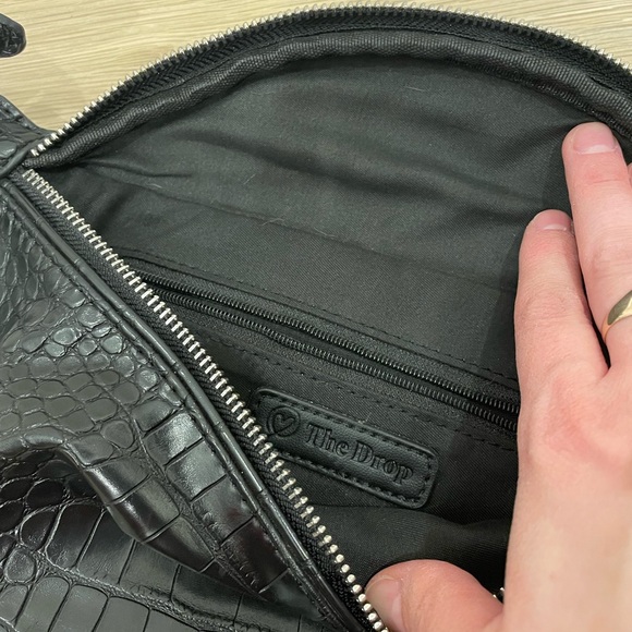The Drop Black Croc Embossed Leather Belt Bag / Crossbody - Picture 4 of 5